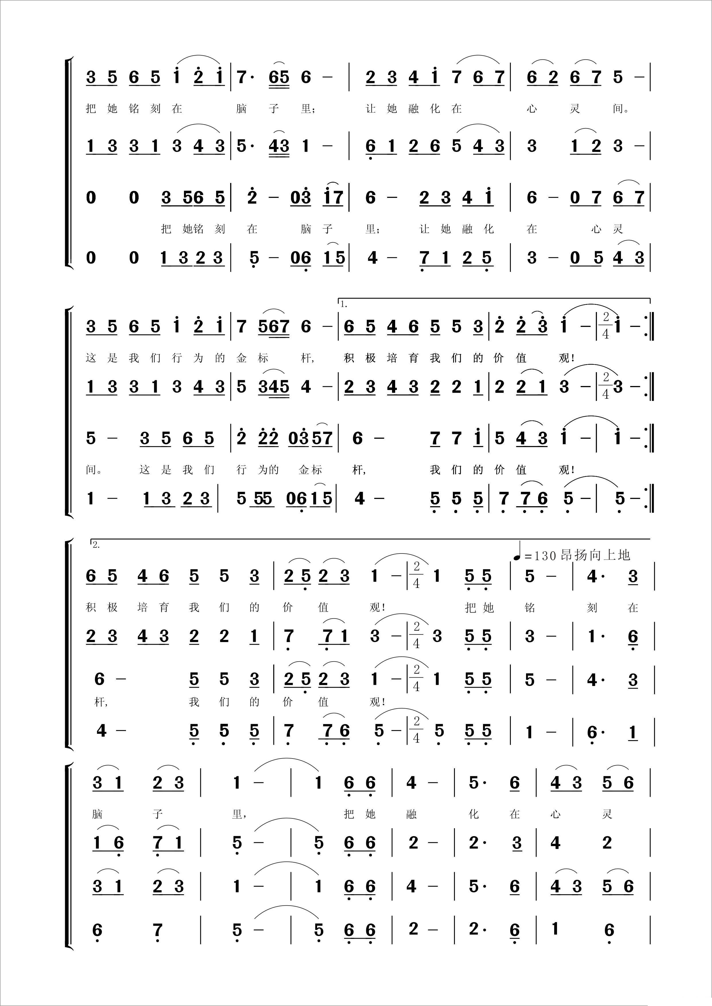 中国人的宣言——价值观之歌合唱曲谱（图2）