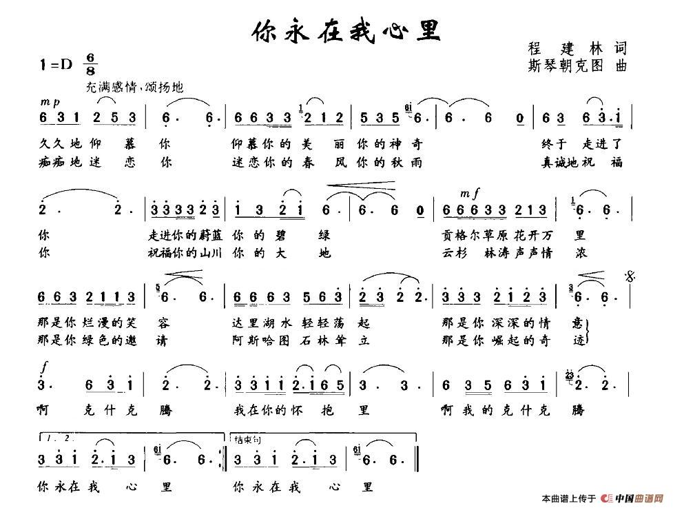 [简谱] 你永在我心里