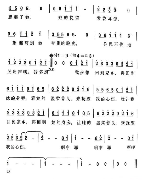 在他乡钢琴简谱数字图片