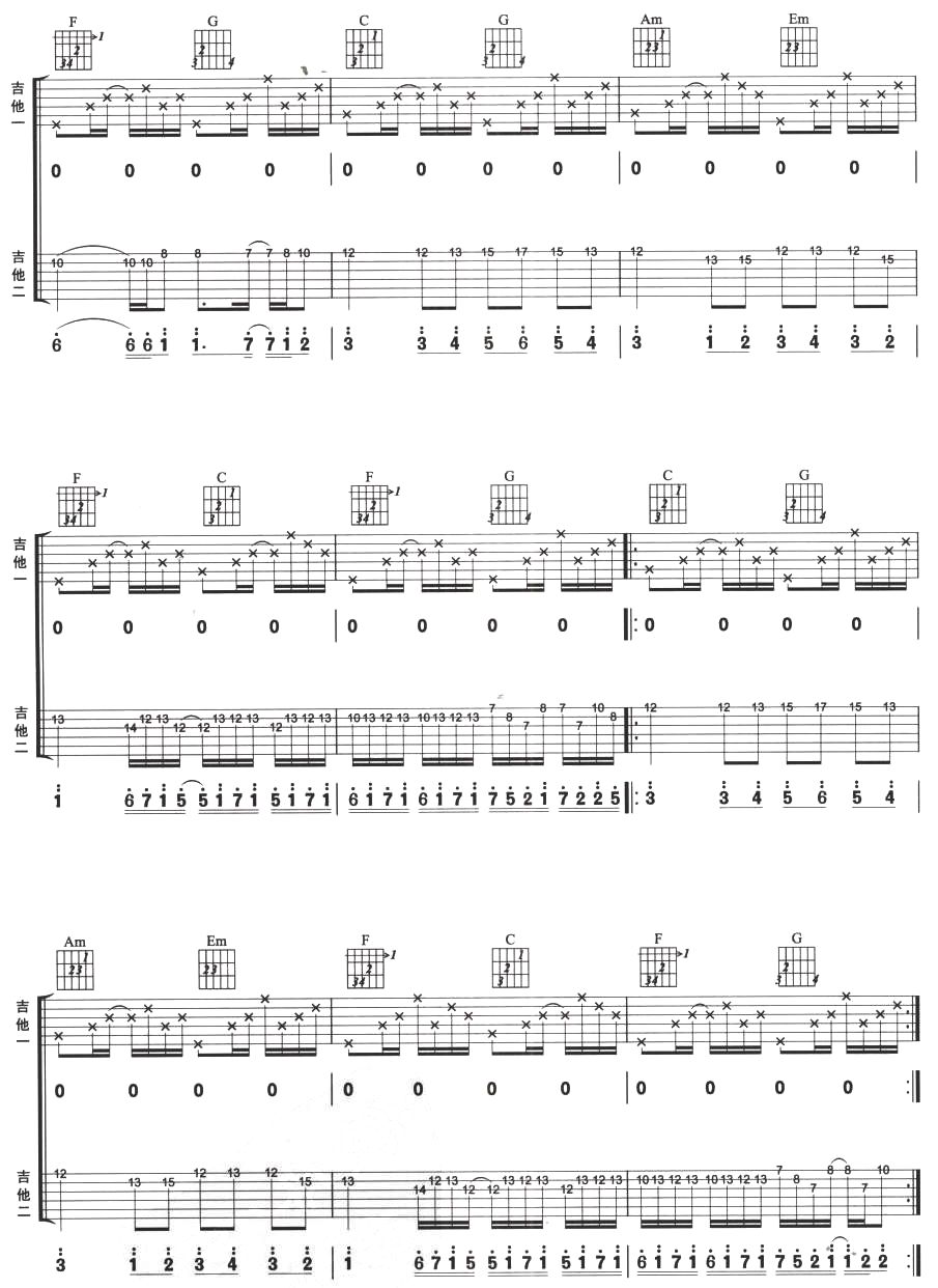 卡农(双吉他)吉他谱（图6）