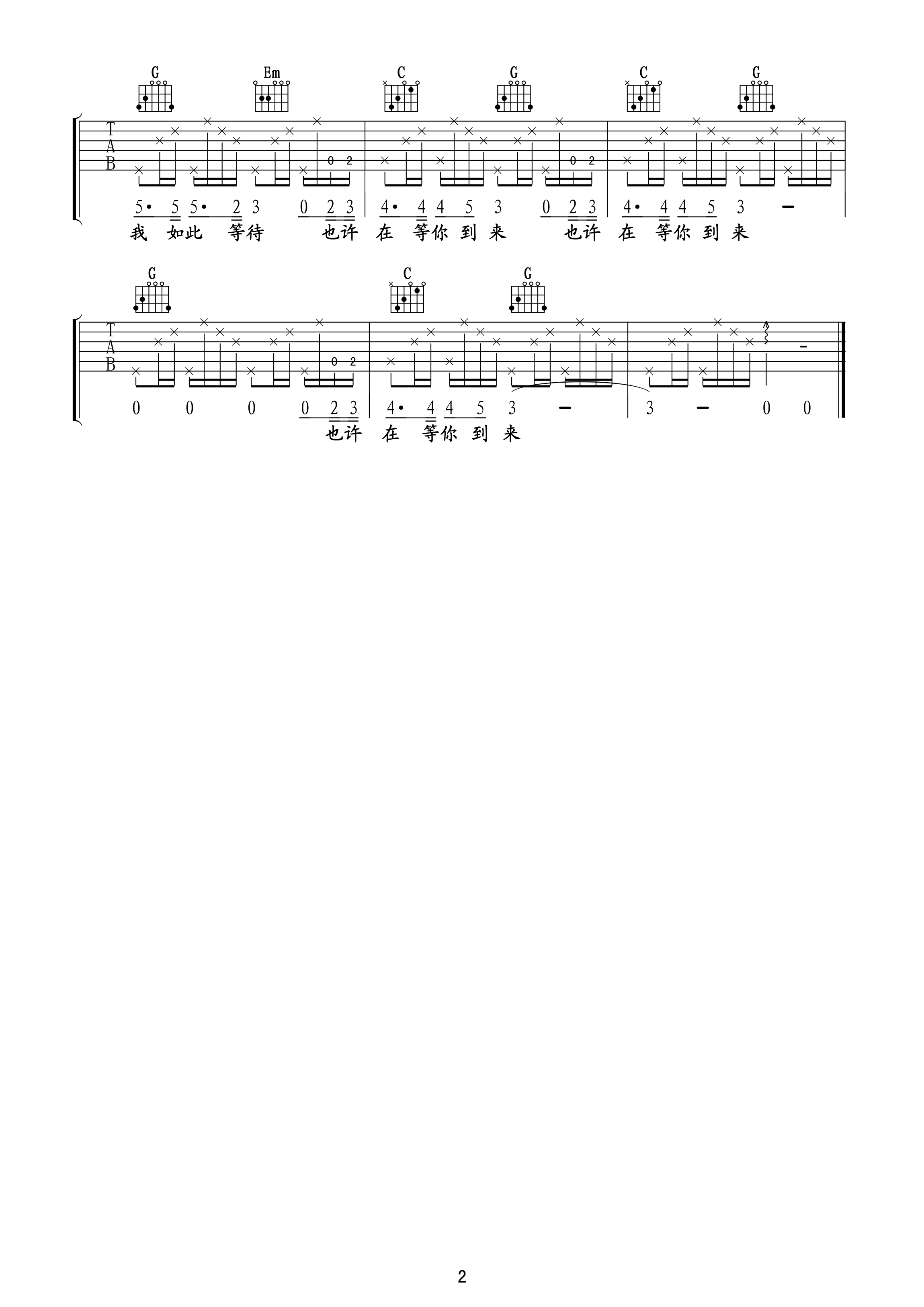 灰姑娘(吉他六线谱）吉他谱（图2）