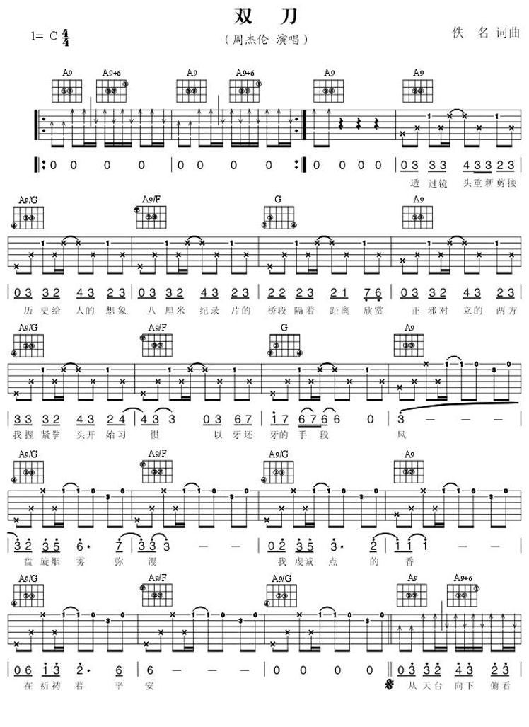 双刀吉他谱（图1）