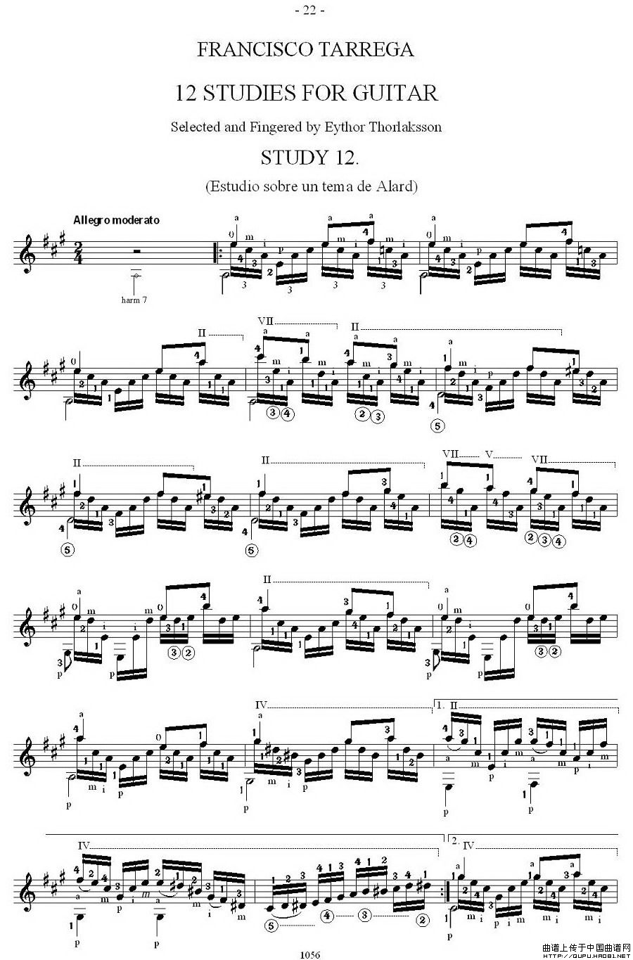 他雷加12首练习曲之12P1吉他谱（图1）