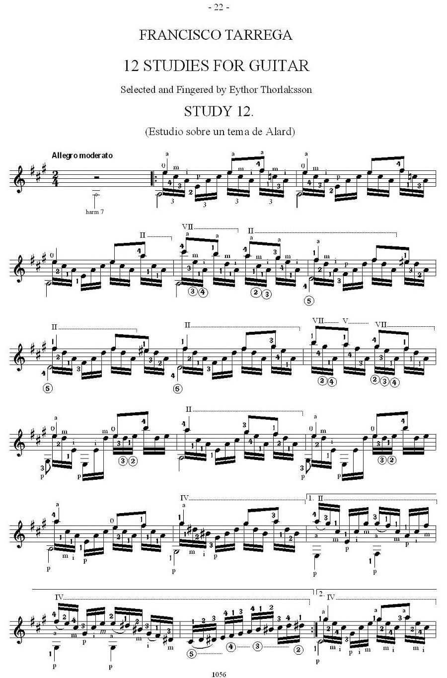 他雷加12首练习曲之12吉他谱（图1）