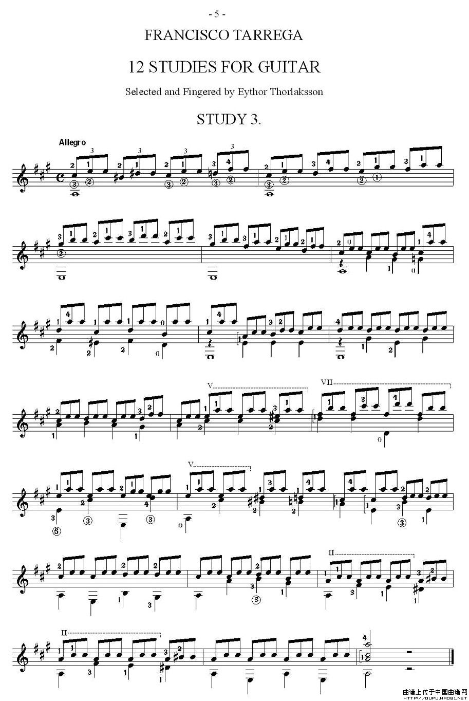他雷加12首练习曲之3吉他谱（图1）