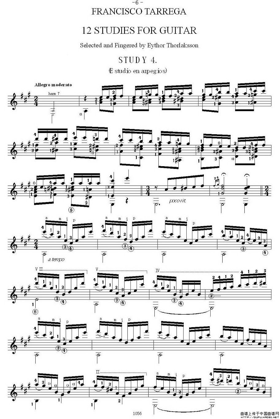 他雷加12首练习曲之4吉他谱（图1）