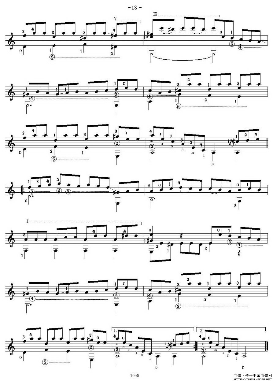 他雷加12首练习曲之7吉他谱（图2）