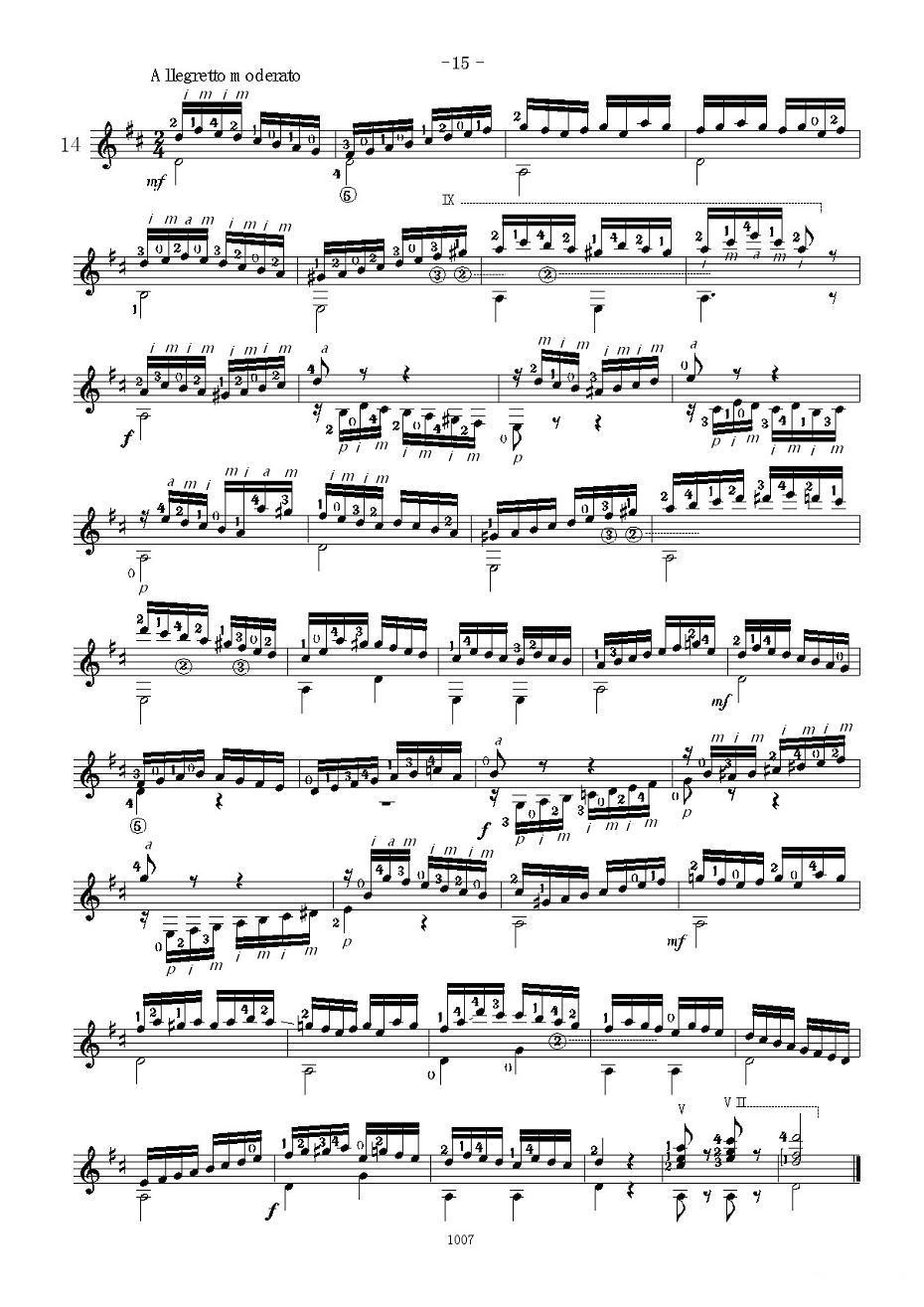卡尔卡席25首练习曲之11——15吉他谱（图5）