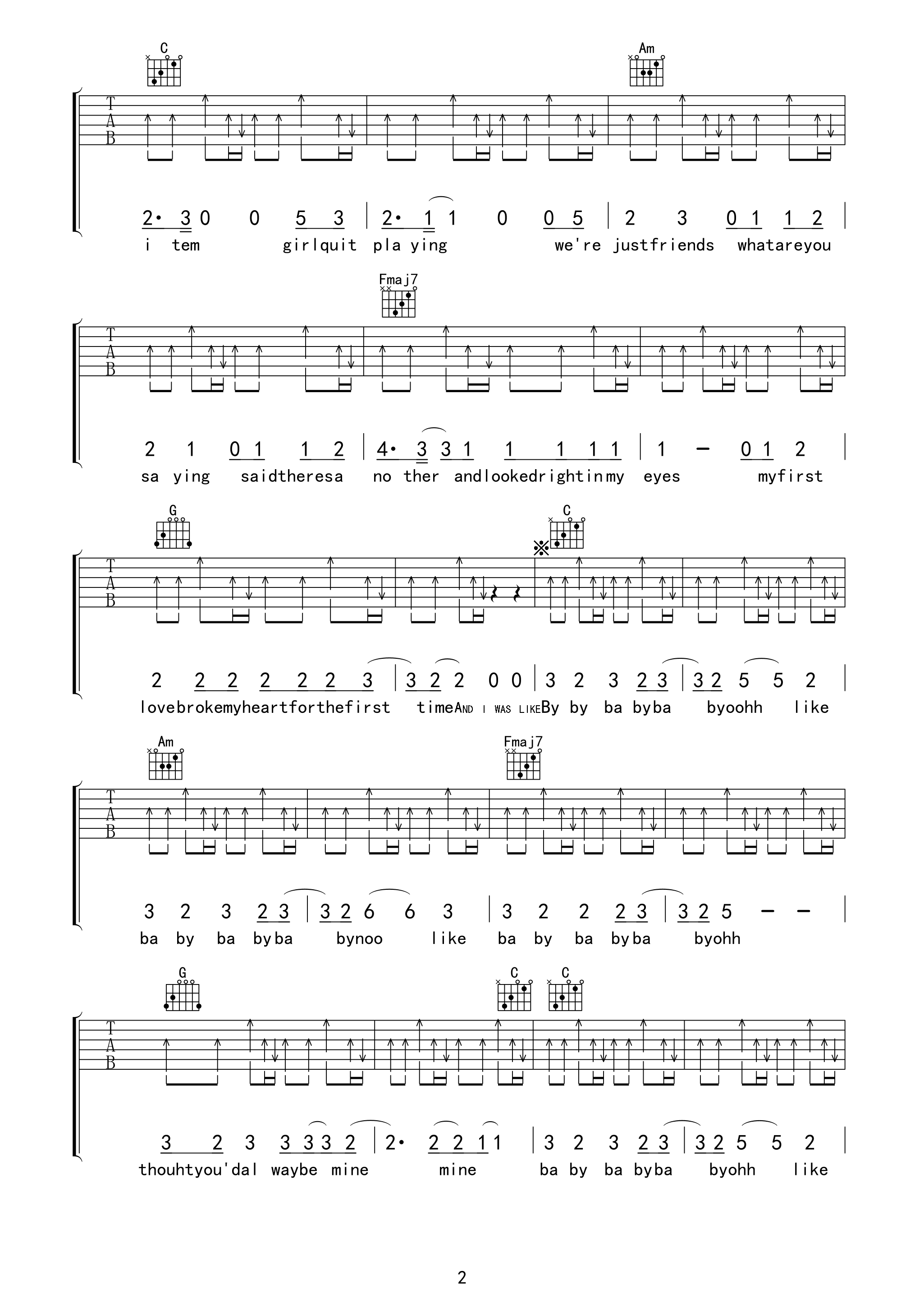 Baby吉他谱（图2）