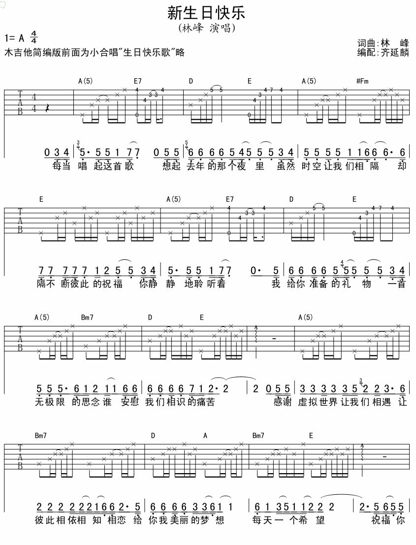 新生日快乐（吉他弹唱）吉他谱（图1）