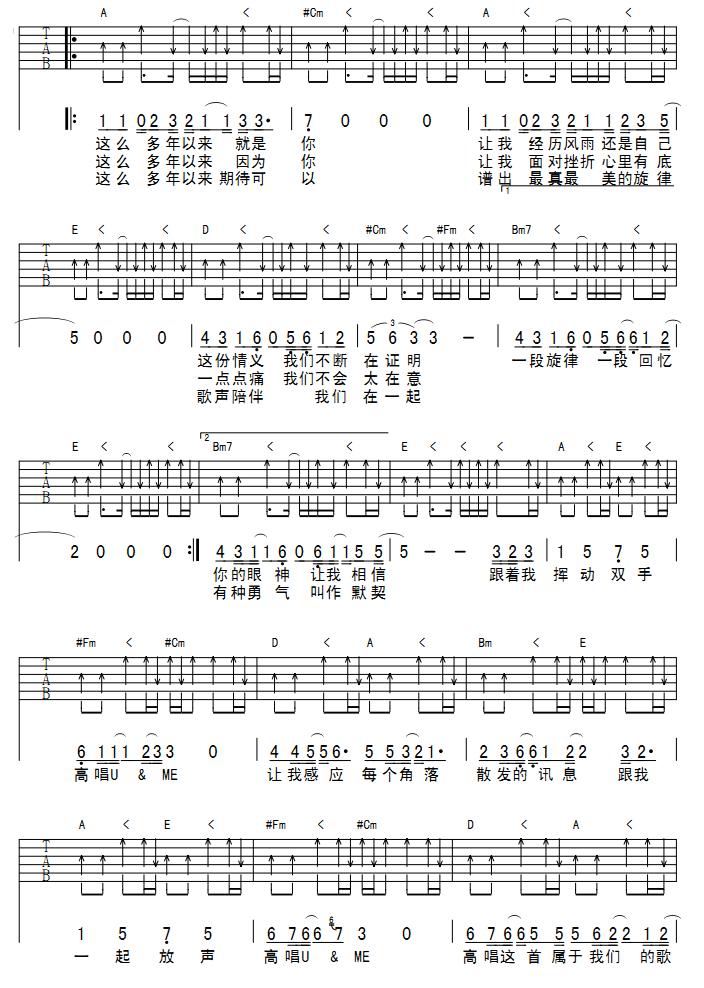 You & me（吉他弹唱）吉他谱（图2）