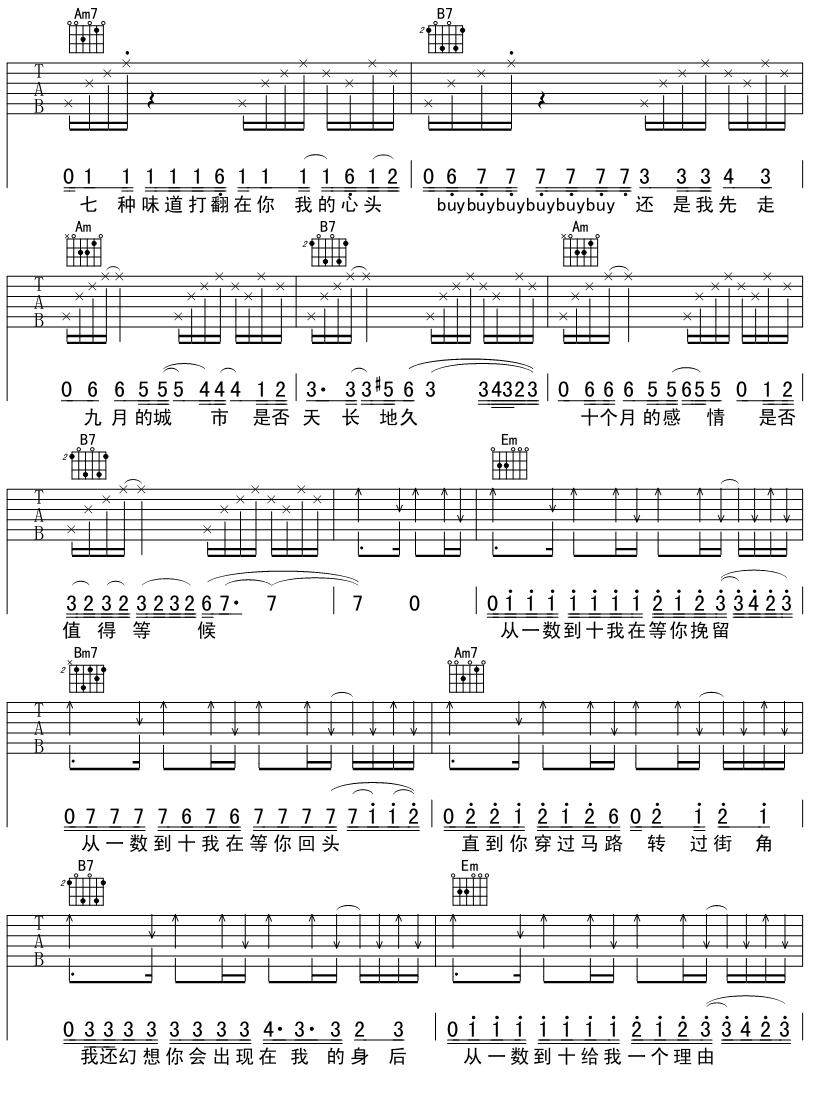 从一数到十（吉他弹唱）吉他谱（图2）