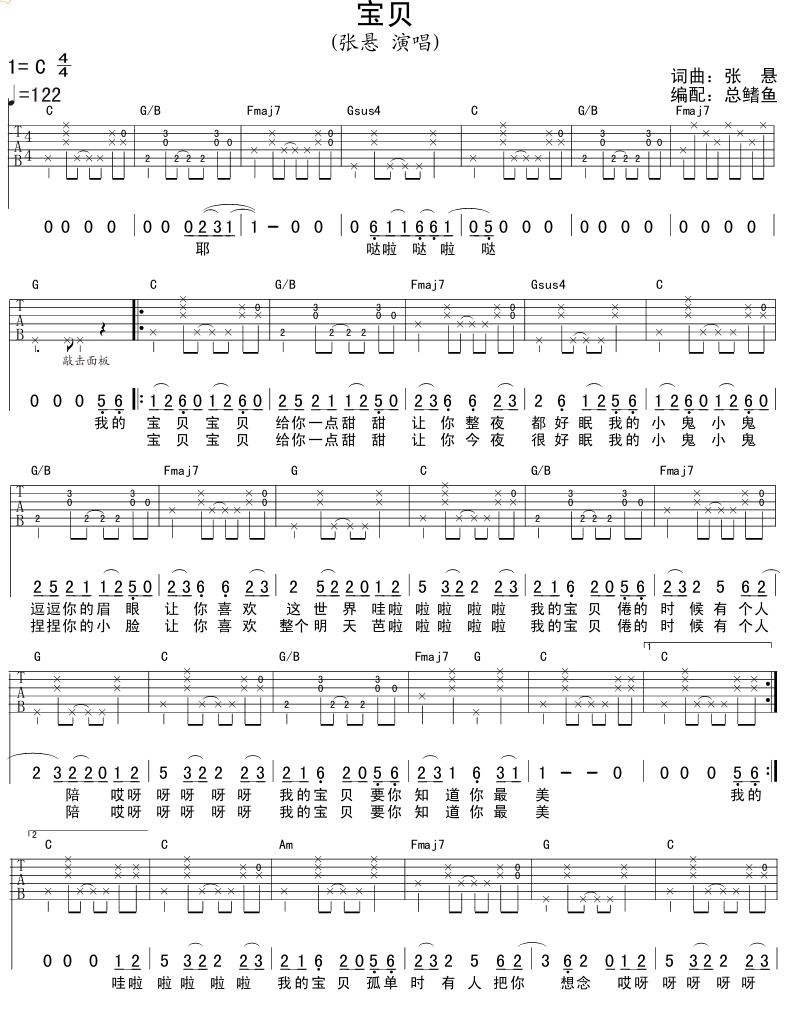 宝贝吉他谱（图1）