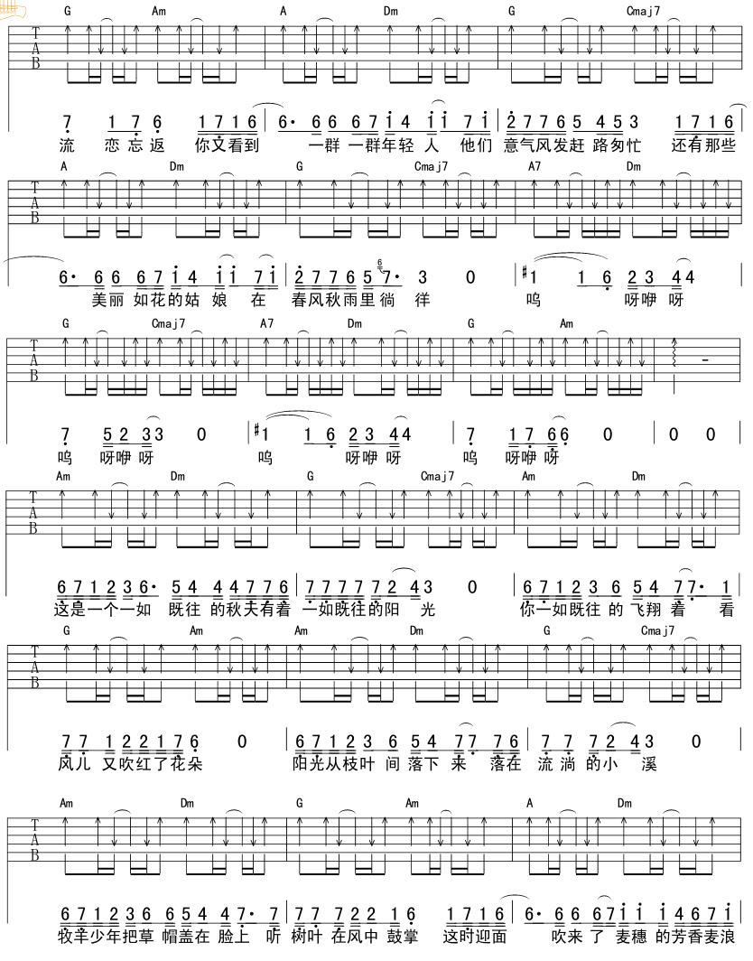 麦田上的乌鸦吉他谱（图2）