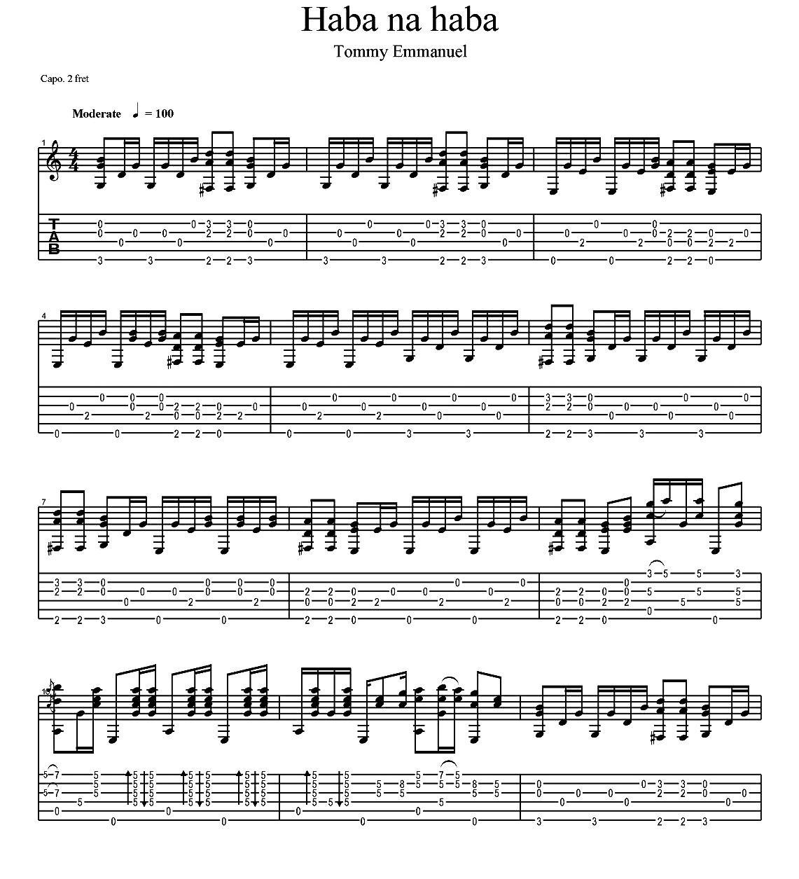 tommy emmanuel：haba na haba（指弹吉他）吉他谱（图1）