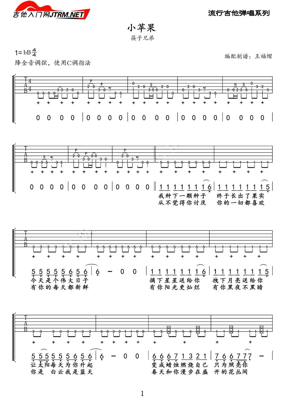 小苹果（技巧弹唱）吉他谱（图1）