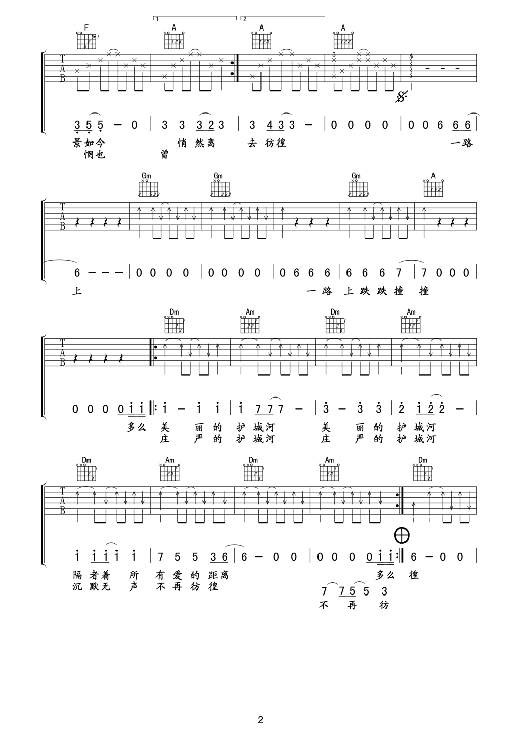 护城河吉他谱（图2）