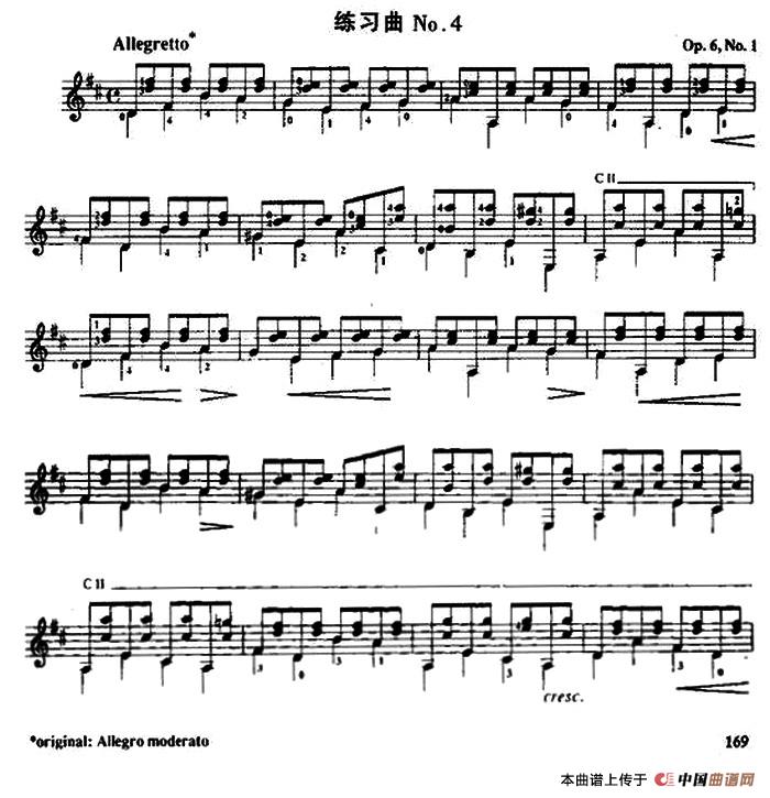 费尔南多·索尔 古典吉他练习曲 No.4（Op.6 No.1）吉他谱（图1）