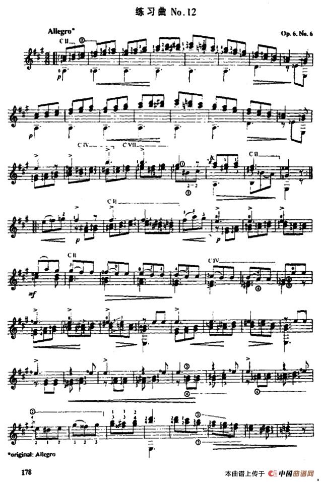 费尔南多·索尔 古典吉他练习曲 No.12（Op.6 No.6）吉他谱（图1）