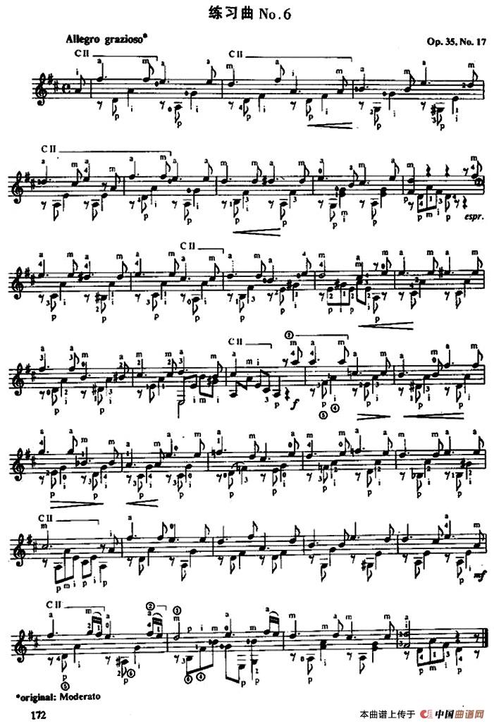费尔南多·索尔 古典吉他练习曲 No.6（Op.35 No.17）吉他谱（图1）