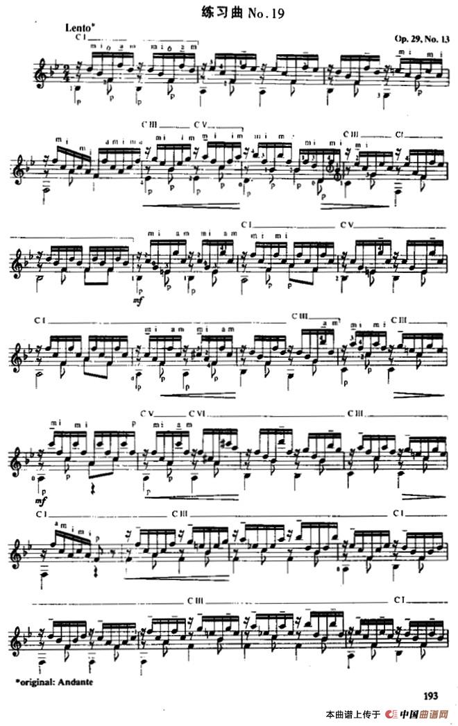 费尔南多·索尔 古典吉他练习曲 No.19（Op.29  No.13）吉他谱（图1）
