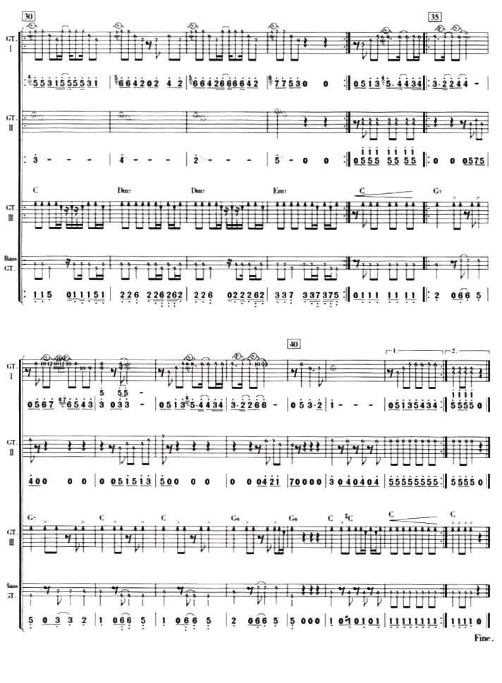 樱桃树下（电吉他四重奏）吉他谱（图3）