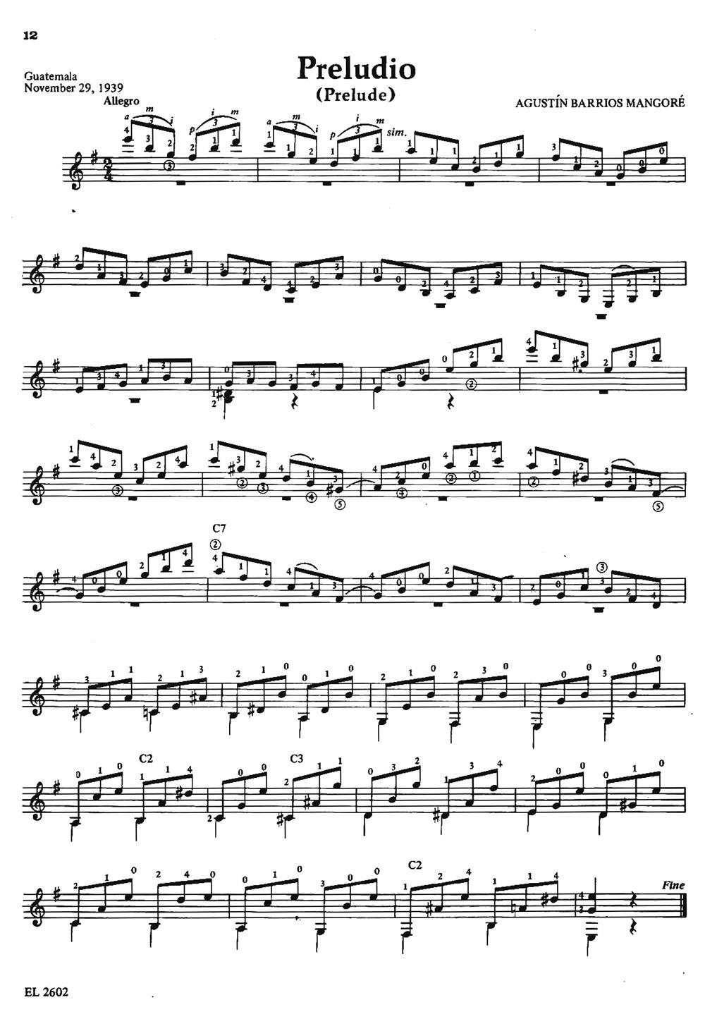 Preludio（前奏曲）（古典吉他）吉他谱（图2）