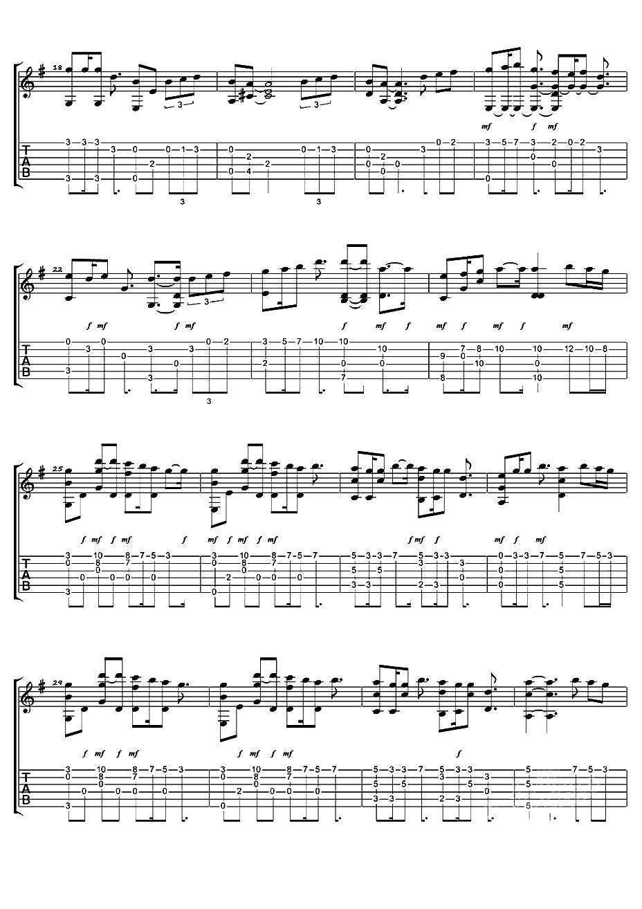 情歌（指弹谱）吉他谱（图2）