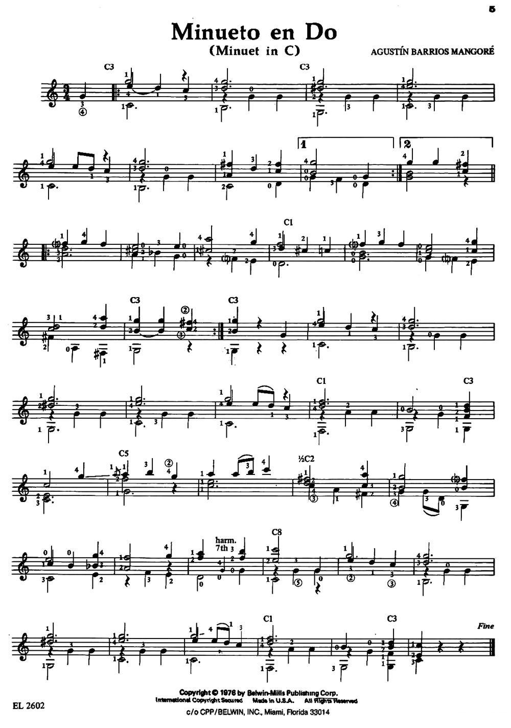 Minueto en Do（古典吉他）吉他谱（图1）