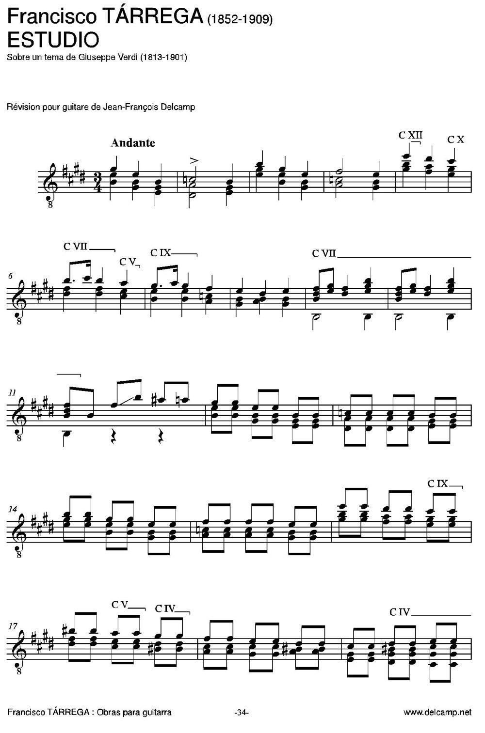 ESTUDIO(Sobre un tema de Giuseppe Verdi)（古典吉他）吉他谱（图1）
