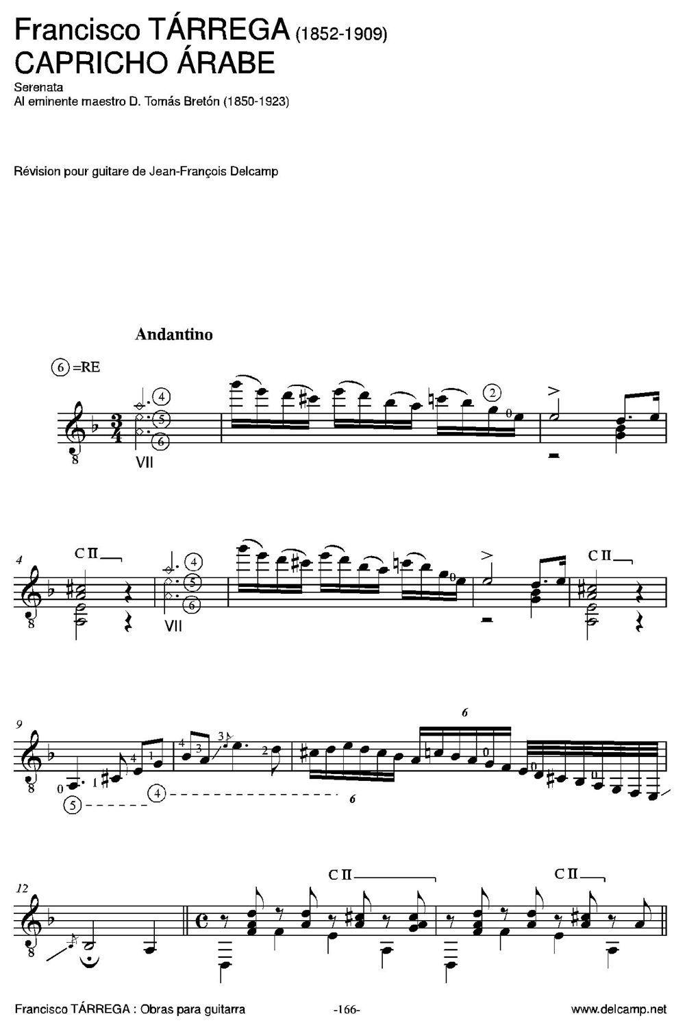 CAPRICHO ARABE(Serenata AI eminente maestro D. Tom吉他谱（图1）