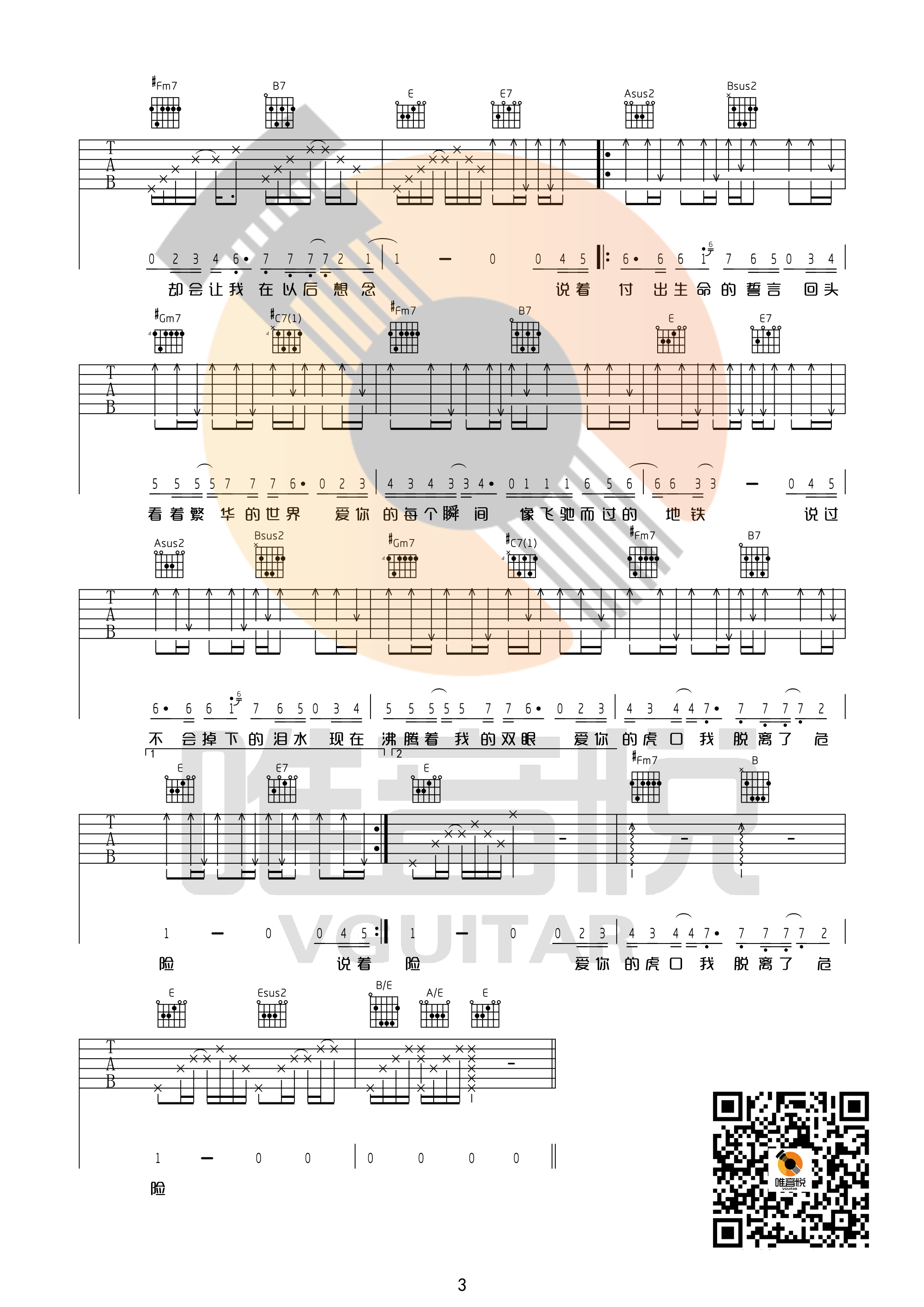 虎口脱险  带完整前奏编配吉他谱（图3）