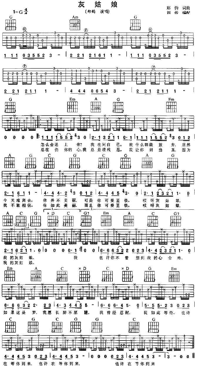 灰姑娘吉他谱（图1）