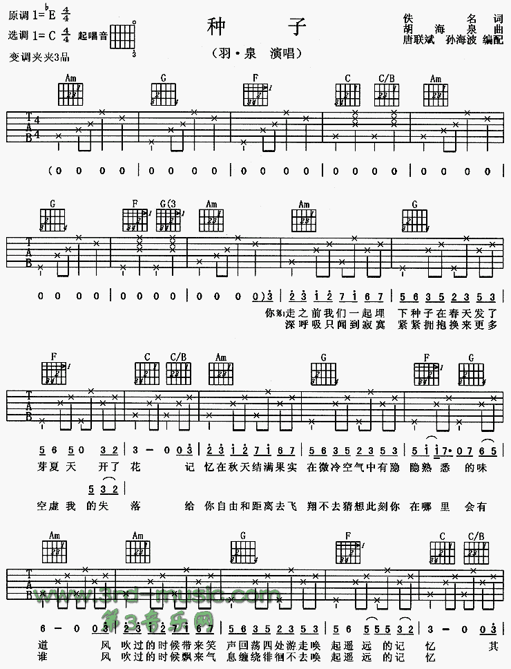 种子吉他谱（图1）