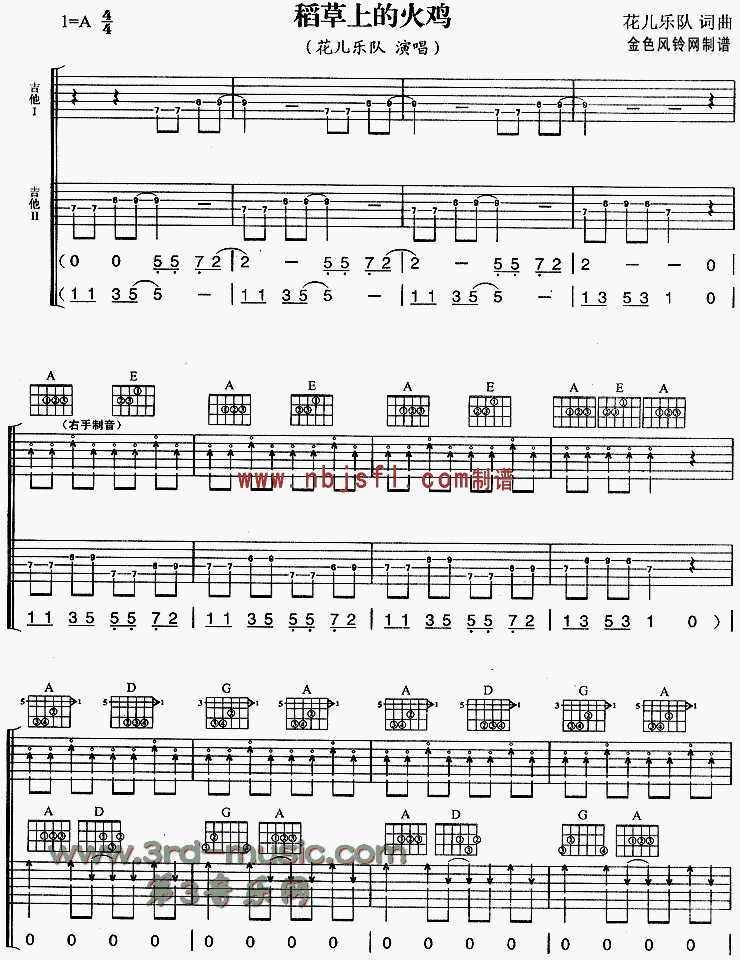 稻草上的火鸡吉他谱（图1）