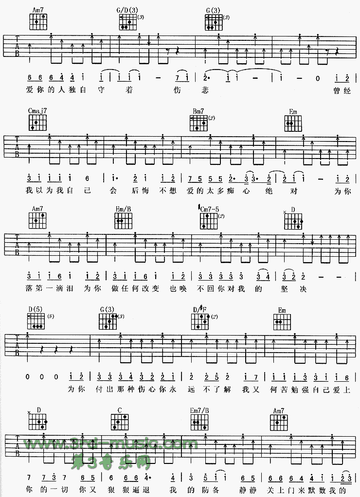 痴心绝对(《爱上痞子男》片头曲)吉他谱（图4）