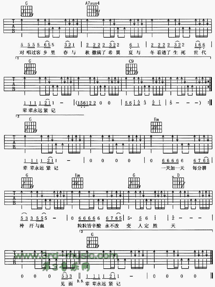 农民吉他谱（图2）