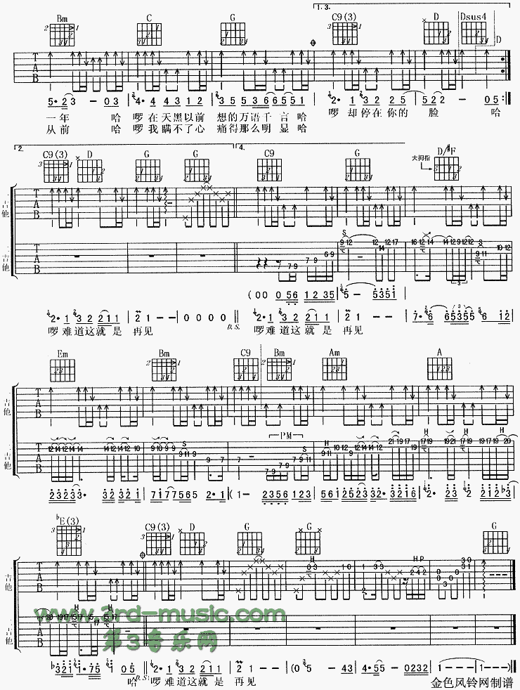 哈啰吉他谱（图2）