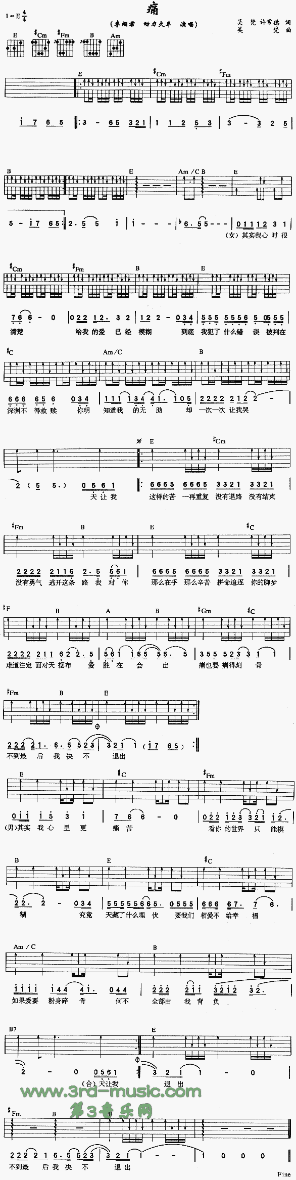 痛吉他谱（图1）