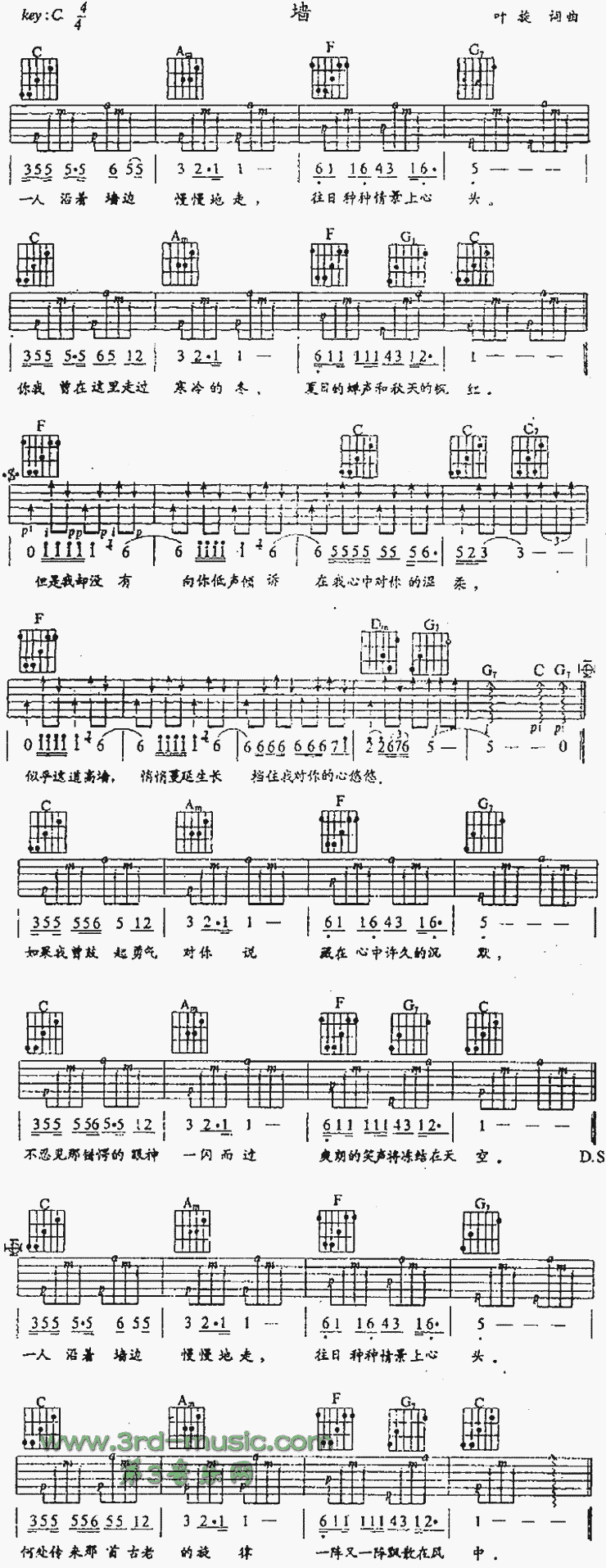 墙吉他谱（图1）