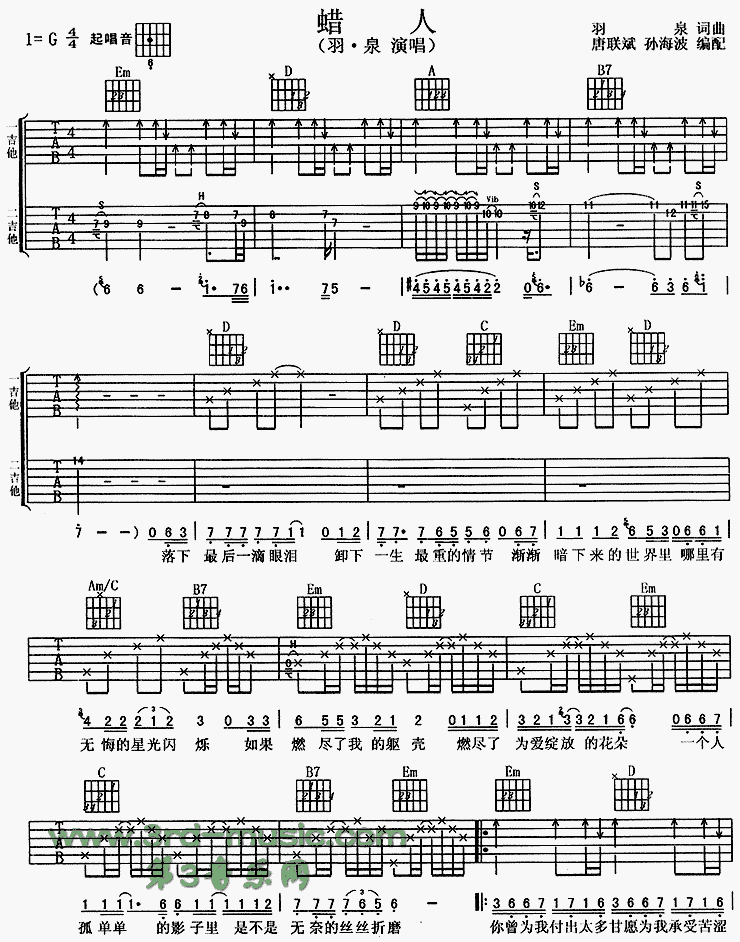 蜡人吉他谱（图1）