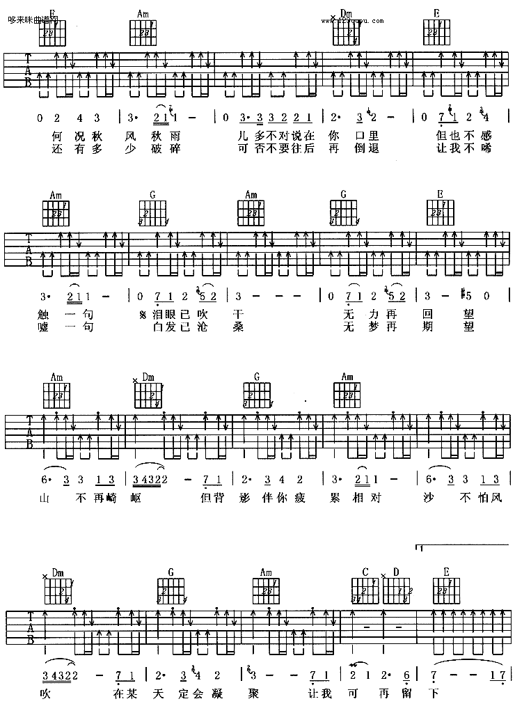 BEYOND-岁月无声吉他谱（图2）