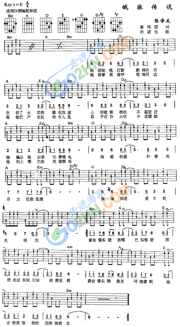 饿狼传说吉他谱（图1）