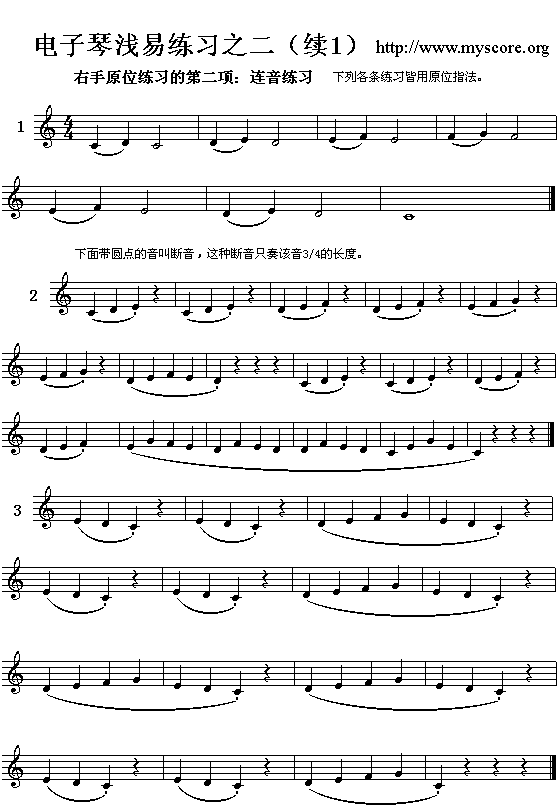 电子琴浅易练习之二（续1）吉他谱（图1）