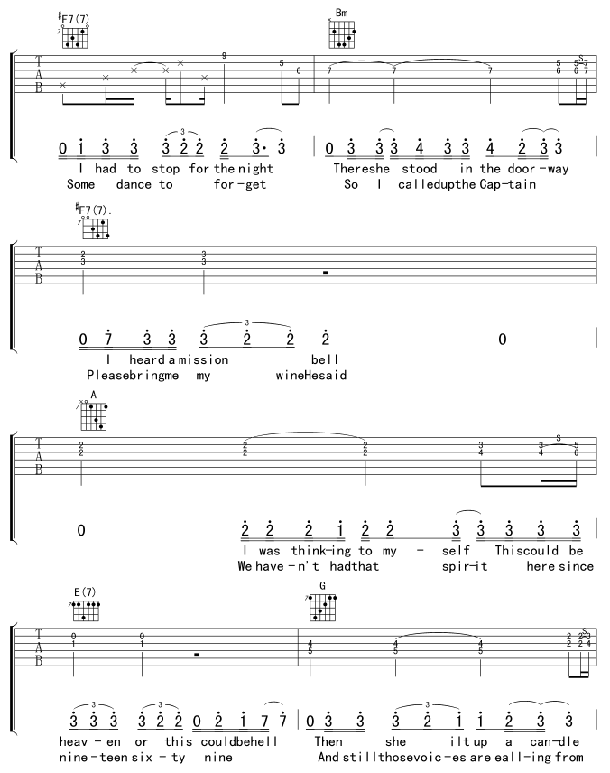 加洲旅馆吉他谱（图4）