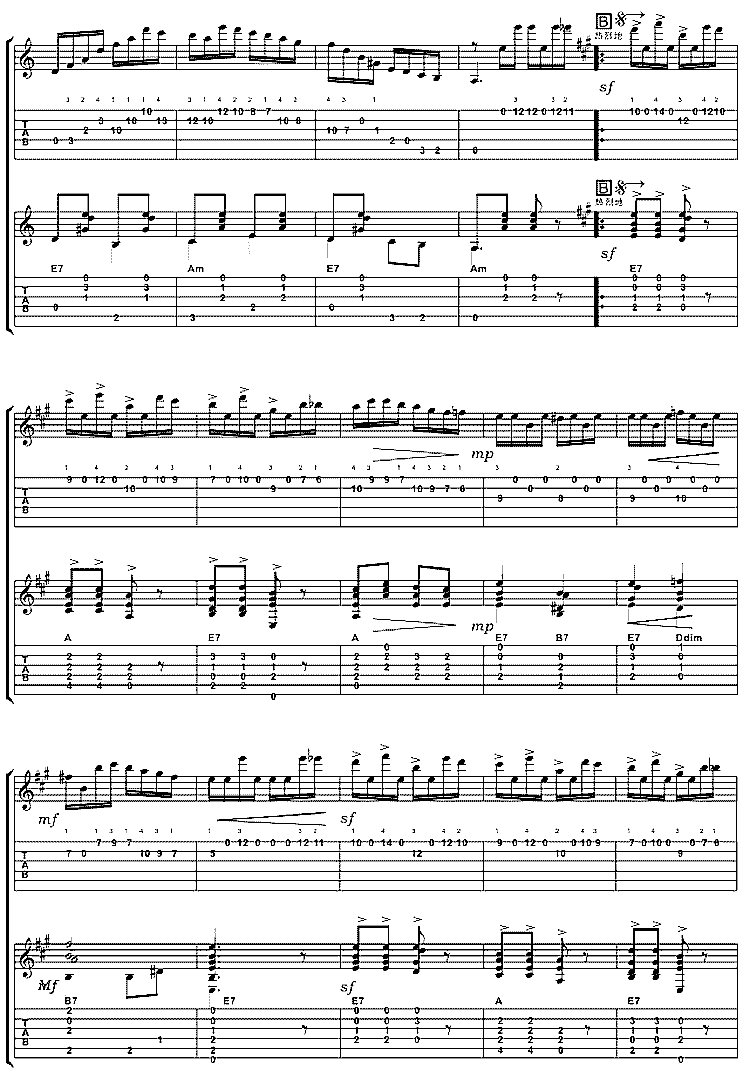蓝色天使吉他谱( 六线谱)吉他谱（图2）