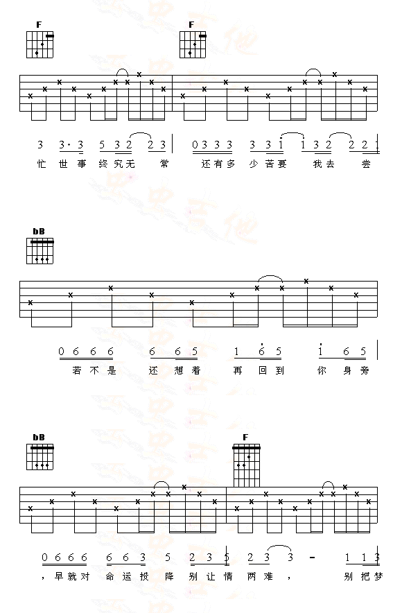 别把梦锁上-认证谱吉他谱( 六线谱)-吉他谱（图3）