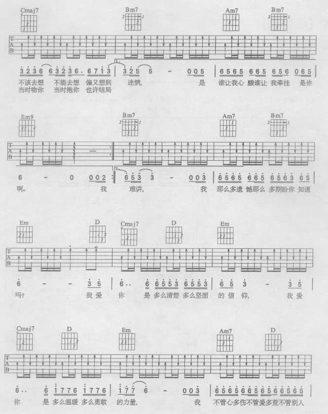 信仰-认证谱吉他谱( 六线谱)-吉他谱（图2）