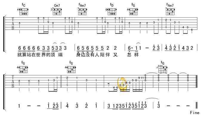 走样吉他谱( 六线谱)-吉他谱（图4）