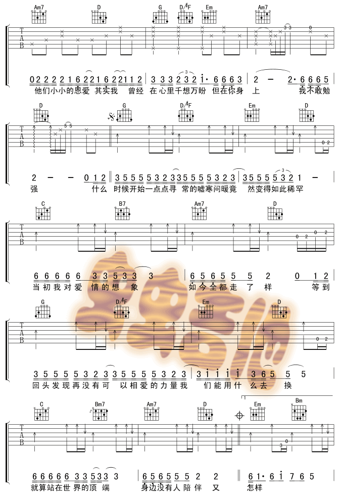走样吉他谱( 六线谱)-吉他谱（图2）